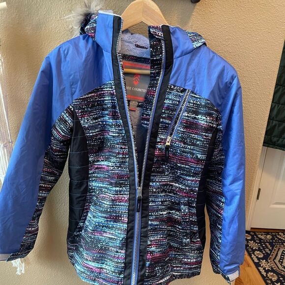 Free Country Girls Winter Coat Faux Fur Hood Gorgeous Colors! M 10/12 - Picture 8 of 14